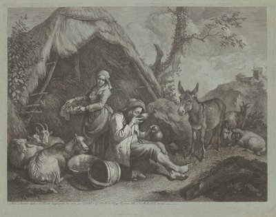 Yumurta Sepeti Oturan Yaşlı Adam ve Kadın by Francesco Londonio