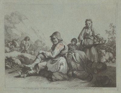 Oturan Çoban ve Sepetli Köylü Kadın, 17591782. by Francesco Londonio