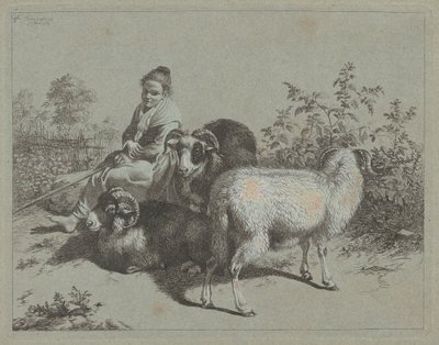 Üç Koçlu Oturan Çoban, 1762. by Francesco Londonio