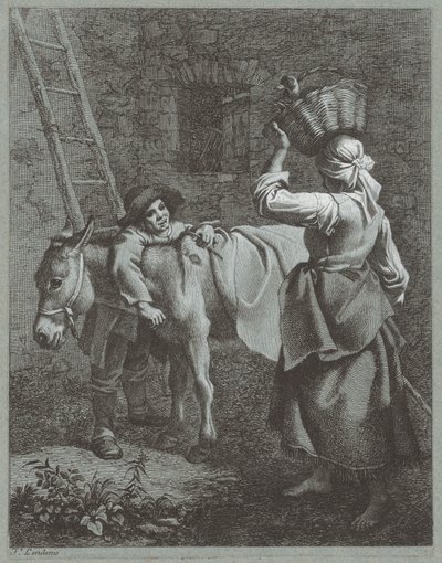 Bir Çiftlik Kızıyla Konuşan Çoban, 1764. by Francesco Londonio