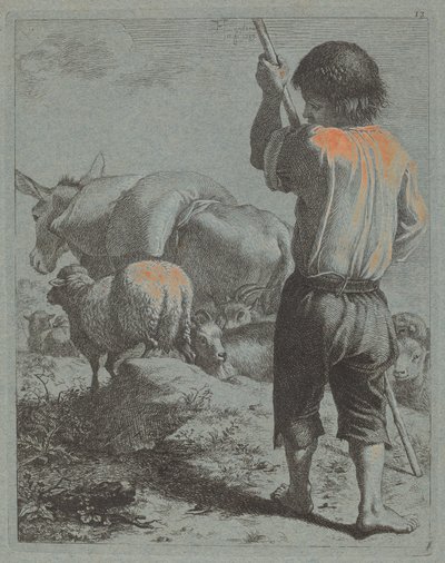 Eşek, Koyun ve Keçi ile Çoban by Francesco Londonio