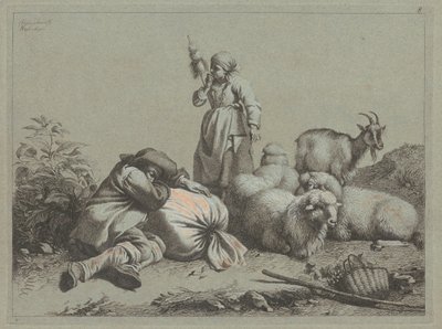 Uyuyan Köylü ve Ayakta Dönen, 1763. by Francesco Londonio
