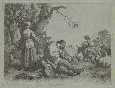 Uyuyan Çoban Erkek ve Çocuklu Kadın, 17591782. by Francesco Londonio