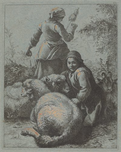 Kadın Dönücü ve Sürüsüyle Bir Çoban, 17581759. by Francesco Londonio