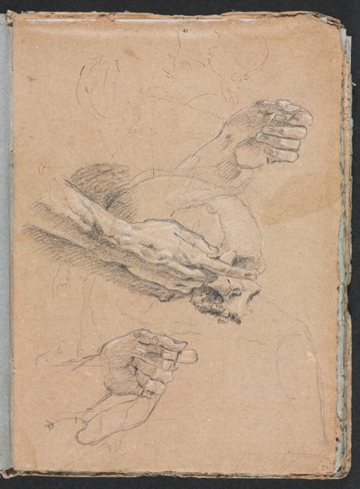 Verona Sketchbook: Eller ve kafatası çalışması sayfa 21, 1760. by Francesco Lorenzi