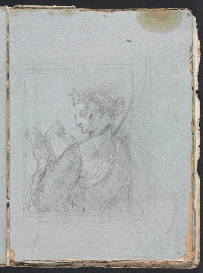 Verona Sketchbook: Açık kitap sayfası 63, 1760 olan kadın figürü. by Francesco Lorenzi