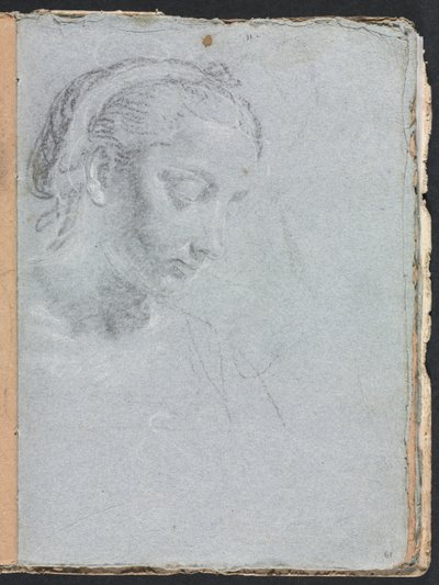 Verona Sketchbook: Bir kadının baş ve omuzları, sayfa 61, 1760. by Francesco Lorenzi