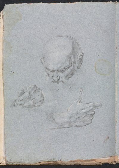 Verona Sketchbook: Elleri olan bir adamın başı, sayfa 8, 1760. by Francesco Lorenzi