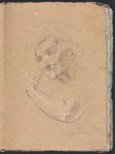 Verona Sketchbook: Sol kolu olan bir kadının başı, sayfa 13, 1760. by Francesco Lorenzi