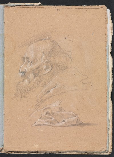 Verona Sketchbook: Perdelik sayfa 87, 1760 ile profilde Monk. by Francesco Lorenzi