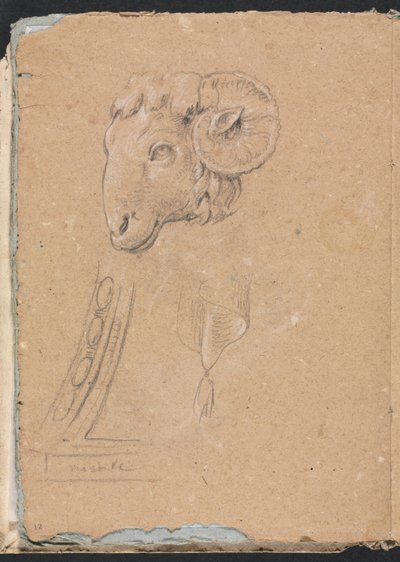 Verona Sketchbook: Rams head page12, 1760. by Francesco Lorenzi