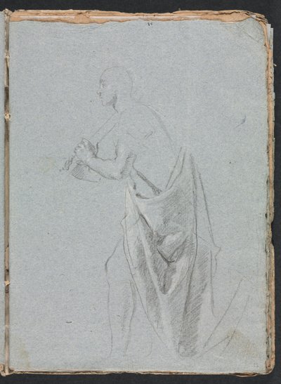 Verona Sketchbook: Perdeli ayakta duran erkek sayfa 19, 1760. by Francesco Lorenzi