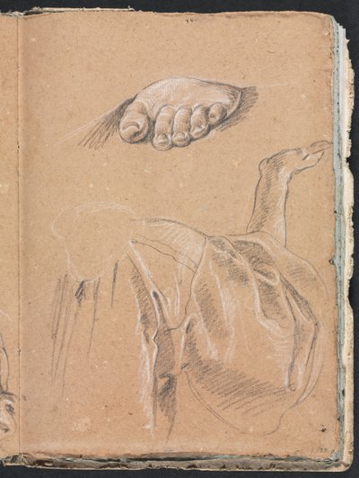 Verona Sketchbook: Sağ kol ile bir sol ayak ve perdelik etüdü çalışması sayfa 79, 1760. by Francesco Lorenzi