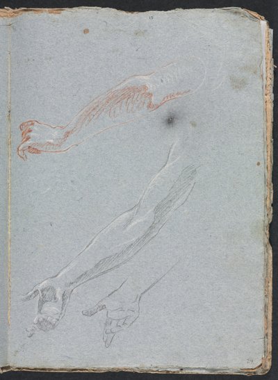 Verona Sketchbook: Ellerin ve kolların incelenmesi sayfa 29, 1760. by Francesco Lorenzi