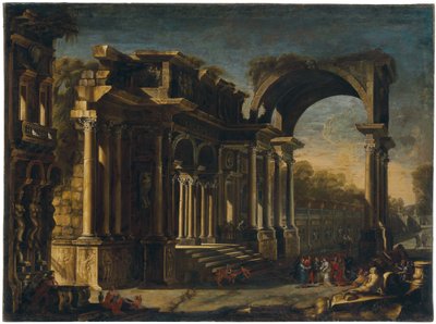 Capriccio Roma harabeleri ve İsa Zinaya Alınan Kadın ile by Francesco Maglioli
