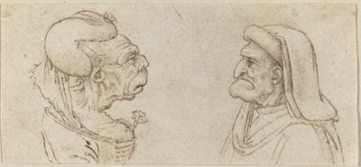 İki Grotesk Kafa by Francesco Melzi after Leonardo da Vinci