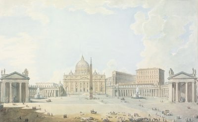 St. Peters, Bazilika ve Piazza (kazınmış anahat üzerinde wc) by Francesco Panini