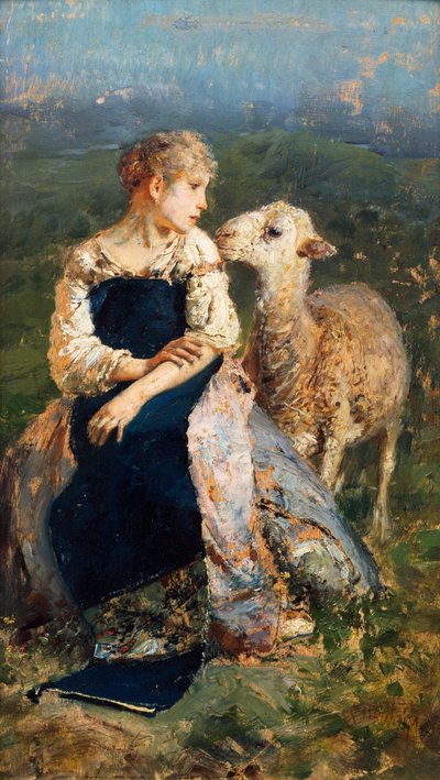 Çoban veya Keçili Kız (tuval üzerine yağlı boya) by Francesco Paolo Michetti