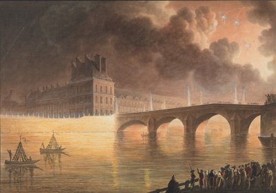 18 Brumaire'de Paris'te verilen Genel Barış Ziyafeti. Kraliyet Köprüsü, 1801-2 by Francesco Piranesi