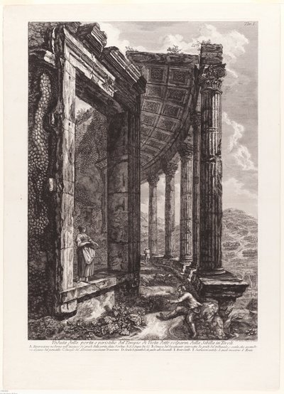 Vesta Tapınağı Kapısı ve Peristil Görünümü by Francesco Piranesi