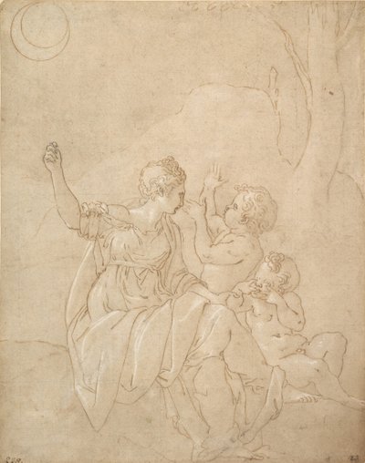 Klasik Kadın Figürü Diana veya İki Bebekli Venüs, ca. 1539-42. by Francesco Primaticcio