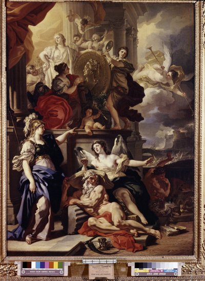 Saltanatın alegorisi. Ortadaki madalyon, Rusya Kraliçesi II. Catherine
