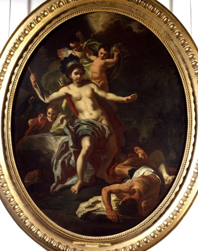 Amerika Alegorisi Francesco Solimena (1657-1747) (ek.ital.) 1738 La Rochelle, Yeni Dünya Müzesi tarafından atölye resmi. by Francesco Solimena