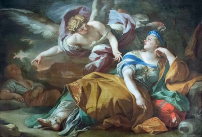 Hacer ve İsmail çölde bir melek tarafından teselli ediliyor by Francesco Solimena