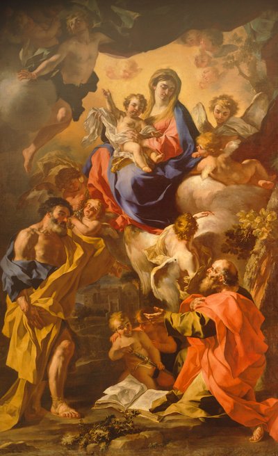 Aziz Peter ve Aziz Paul arasında Madonna ve Çocuk Francesco Solimena (1657-1747) by Francesco Solimena