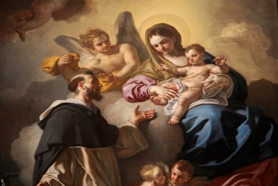 Aziz Dominic ve Catherine ile Tesbih Madonna by Francesco Solimena