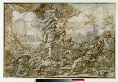 Mitoloji: “” Meduse başkanının Persee silahı taş Phinee ve askerlerine dönüşür”” Francesco Solimena dit l"Abbate Ciccio ou l"Abbe Ciccio tarafından çizim by Francesco Solimena
