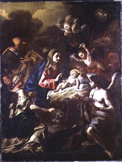 Tapan Meleklerle Doğuş ve Çobanlara Müjde by Francesco Solimena