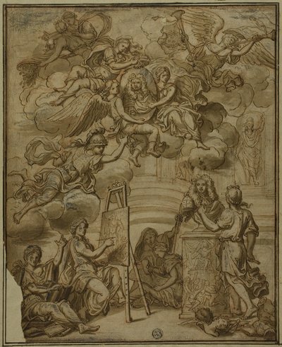 Napoli Valisinin Portresi ile Başlık Sayfası by Francesco Solimena