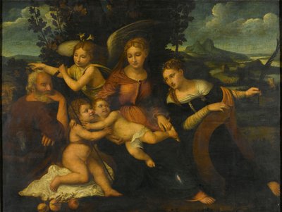 Aziz Catherine ile Kutsal Aile by Francesco Torbido (attributed to)