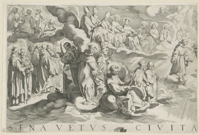 Siena Haritası (sol üst kısım) Senavetus civitas virginis (nesnedeki başlık) by Francesco Vanni