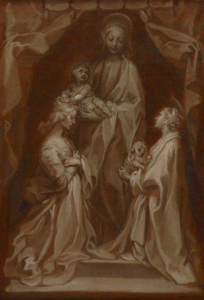 Aziz Cecilia ve Agnes ile Bakire ve Çocuk için Çalışma by Francesco Vanni