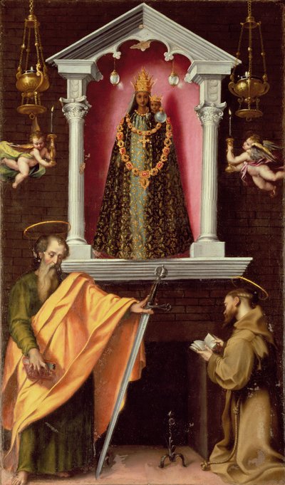 Aziz Paul ve Aziz Francis ile Loreto Madonna by Francesco Vanni