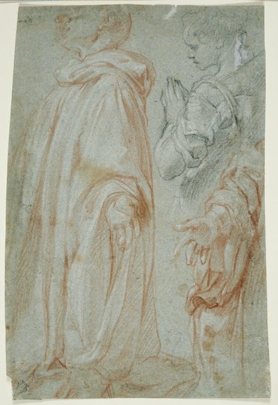 Bir Kadın Aziz ve San Silvestro Gozzalini tarafından Tapılan Dirilen Mesih için üç çalışma, 1607 by Francesco Vanni