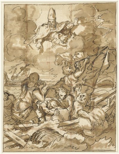 Saint Nicholas denizdeki fırtınayı sakinleştiriyor by Francesco de Mura