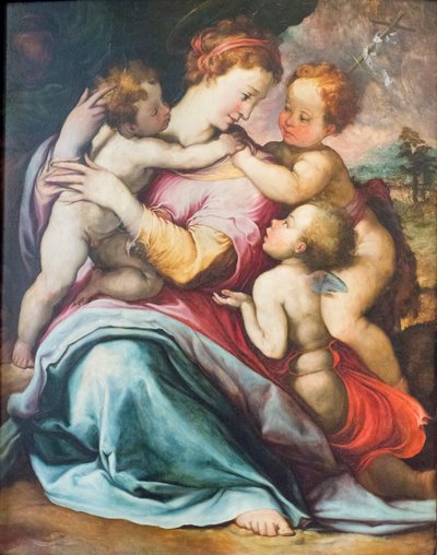 Madonna ve Çocuk, genç st John ve bir melek by Francesco de Rossi Salviati Cecchino