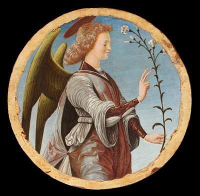 Griffoni Polyptych: Müjde Meleği, ca 1472-1473. by Francesco del Cossa