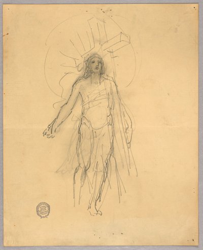Yükselişteki Merkezi Figür için Taslak by Francis Augustus Lathrop