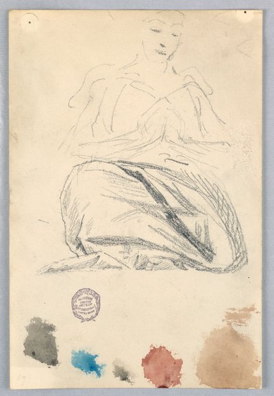 Oturan Figür İçin Perdelik Kroki by Francis Augustus Lathrop