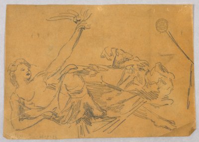 Bir güvercin ile kadın figürü taslağını by Francis Augustus Lathrop