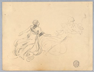 İki Kadın Figürü Kroki by Francis Augustus Lathrop