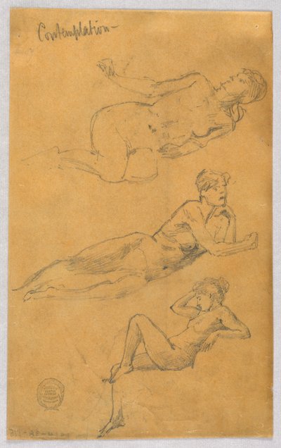 Çıplak Kadın Üç Çizimi by Francis Augustus Lathrop