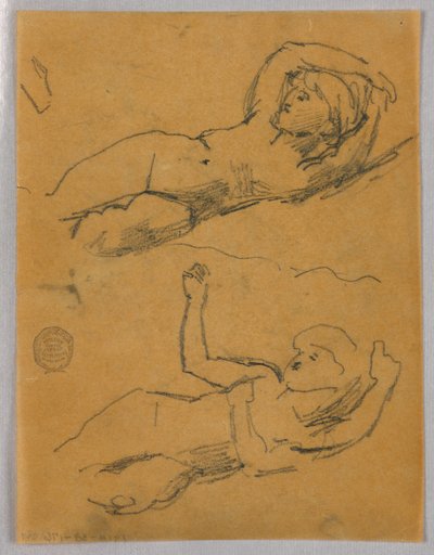 İki Çıplak Kadın Çizimi by Francis Augustus Lathrop