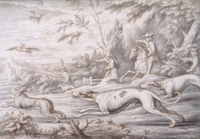 Tavşan Avı (kalem, kahverengi mürekkep ve kağıt üzerinde gri yıkama) by Francis Barlow