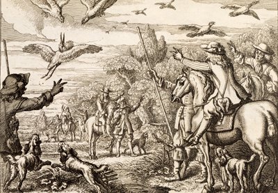 Heron Hawking, Wenceslaus Hollar tarafından oyulmuş, 1671 by Francis Barlow