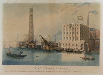 Goding'in Yeni Lion Ale Bira Fabrikası, Fowler'ın Demir Fabrikası ve Walker's Shot Fabrikası, Lambeth, 1836 (aquatint) by Francis Calcraft Turner